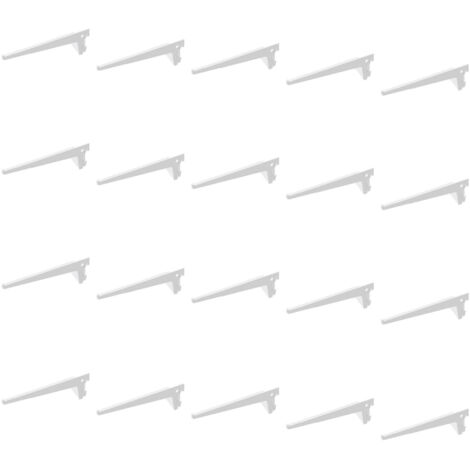 Emuca 7908212 Supponti per mensola con profilo cremagliera perforazione semplice passo 50mm, Bianco, 300mm, Set di 20 pezzi