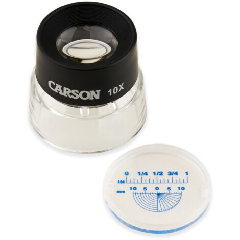 Carson Optical LumiLoupe - Lente di ingrandimento x10 con griglia di misurazione a inserimento (LL-20)
