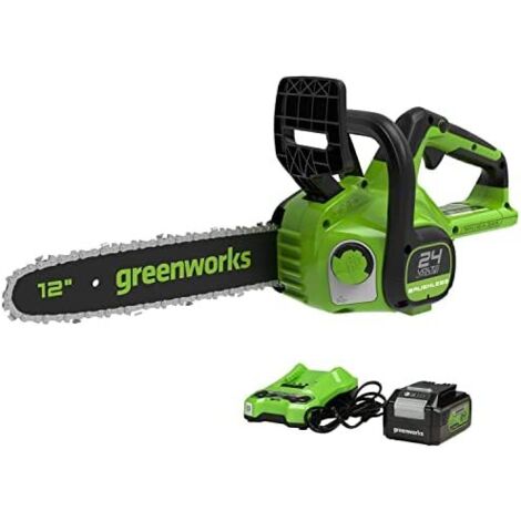 Greenworks GD24CS30K4 Motosega a Batteria con Motore Brushless, Lunghezza Barra 30cm, Velocità Catena 7,8m/s, Auto-Lubrificante, Anti Contraccolpi, Batteria 24V 4Ah e Caricabatterie, Garanzia 3 Anni (1/5)