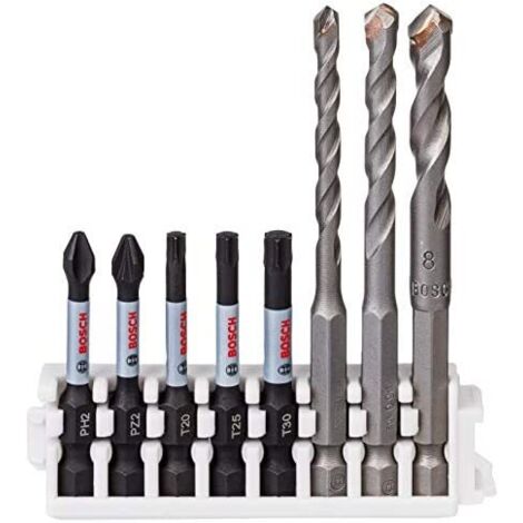 Set Bosch Professional da 8 pz. di bit avvitamento e punte per piastrelle (Pick and Click, accessorio per avvitatore a impulsi, trapano a batteria) (1/5)