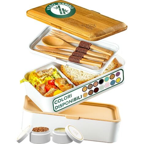 Lunch Box con posate, Bento Box ermetico, Lunch Box con scomparti