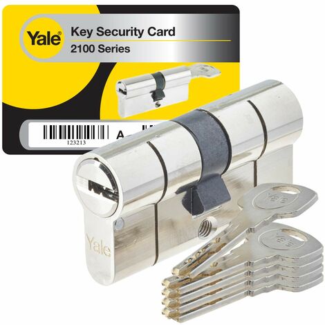 YALE Cylindre haute securite Serie 2100 debrayable 35x35 mm nickele, anti-crochetage, anti-percage et anti-bumping, 5 cles