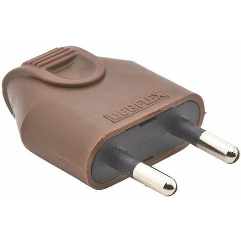 Debflex 713600 - Presa elettrica maschio, 220 V, presa maschio – spina maschio – spina maschio – spina maschio – D.4 mm protezioni uscita destra da parrucchiere Marrone – Debflex