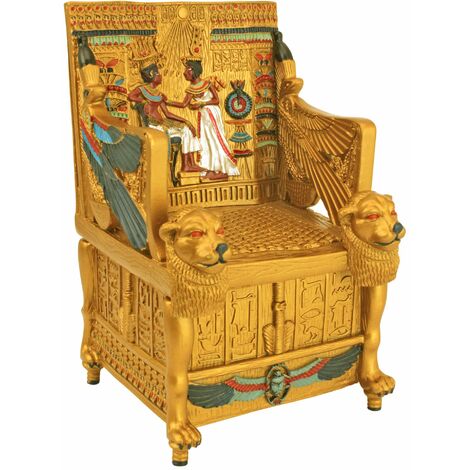 Egiziano Décor Trinket - Trono d'Oro Jewelry Box di Re Tut - statue egizie