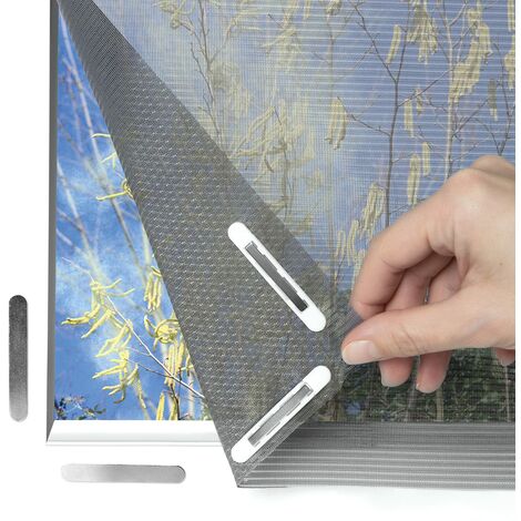 Hoberg Zanzariera con Protezione antipolline per finestre  Innovativo fissaggio magnetico  Tagliabile individualmente fino a 150x130cm, senza forare o avvitare  Fissaggio con 16 magneti [antracite] (1/5)