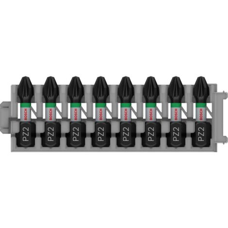 Bosch Professional 8 pz. di Bit di Avvitamento Pozidriv (Impact Control, PZ2 Bits, Lunghezza 25 mm, Pick and Click, Accessorio Avvitatore a Impulsi)