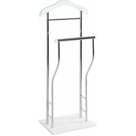 HAKU Möbel Cameriere da uomo cromo, bianco, MDF, metallo - Dim. L 45 cm x A 110 cm x P 30 cm, Stile Moderno