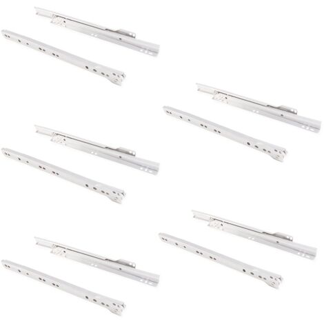Emuca - Guida-Binario con Cuscinetti a Rulli per Cassetto, Verniciato Bianco, 250 mm, Set di 5