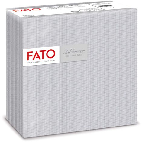 Fato - Tovaglioli in Carta a secco, Airlaid, Effetto Tessuto, Confezione da 50 tovaglioli, Formato 40x40 piegato in 4, Decoro Shade Argento (1/5)