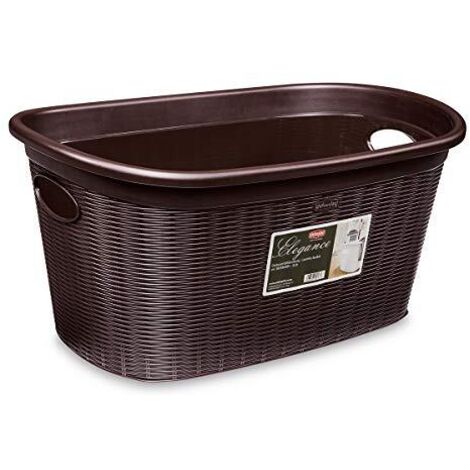 1PZ CESTA PORTABIANCHERIA ELEGANCE Lt. 35 - cm. 58x38x28 h col. Moka