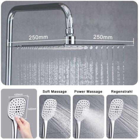 JOHO Asta Doccia In Acciaio Inox Nero 92 Cm Con Supporto Regolabile E Braccio Girevole 360° Per Soffione, Colonna Doccia A Parete - 3