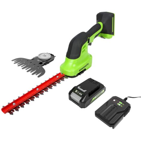 Cesoie per prato e cespugli 2 in 1 24V GREENWORKS - Batteria 2,0Ah - Caricabatterie - G24SHTK2
