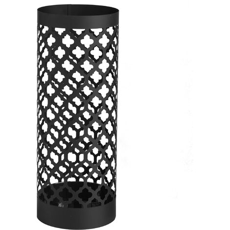 Baroni Home Portaombrelli Design Moderno Porta Ombrelli in Metallo Classic Nero e con 2 Gancini e Vaschetta Scolapioggia Rimovibile 19X19X49 cm (Nero)