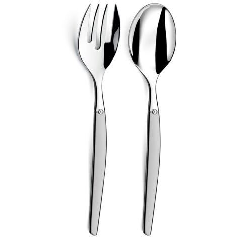 Lou Laguiole Jet sabbiato 2 Posate per Insalata, Inossidabile Inox 18/0 US, Acciaio Satinato (1/4)