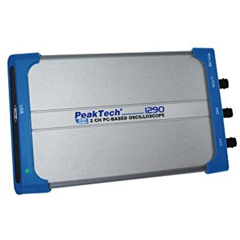 PeakTech 1290 – Oscilloscopio per PC a 2 canali (25 MHz) con USB e LAN, Software per PC, DSO, Oscilloscopio a memoria digitale (10 MiB/Ch), 20 Modalità di misurazione automatica - Per Windows