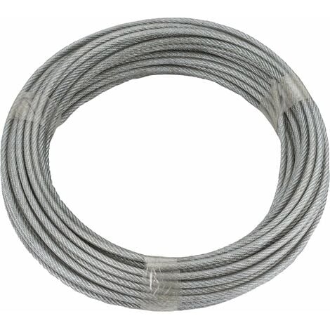 Rimuovere cavo in acciaio zincato, diametro 3/4 mm, rivestito in PVC,  lunghezza 20 m, 6