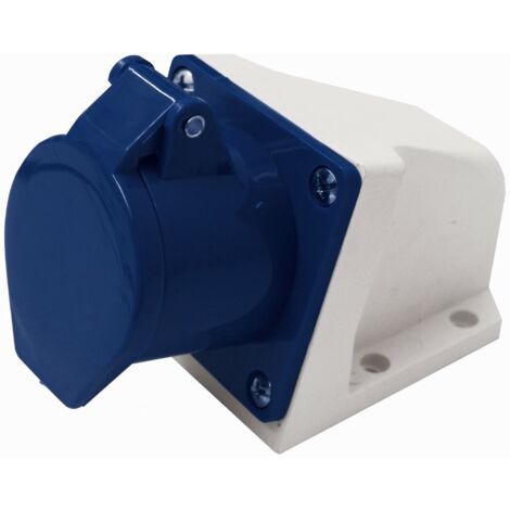 Electraline 80867 Presa Elettrica Industriale da Parete Inclinata, 16A, 2P+T, 220V, Blu (1/2)