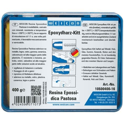 WEICON Resina epossidica pastosa 400 g composto per riparazioni universale  impastabile in un pacchetto completo
