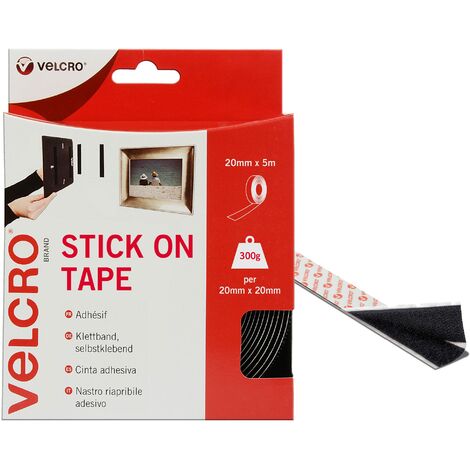 VELCRO Brand Nastro Riapribile Adesivo Nero 20 mm x 5 m
