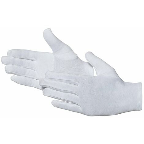 Jah 585 - Guanti in cotone, 12 paia di guanti in cotone, colore: bianco,  misura 9