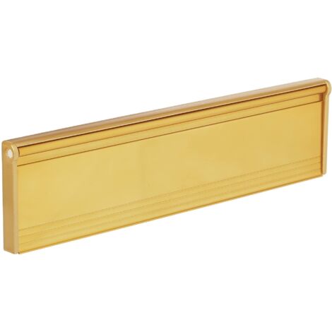 STORMGUARD 06SR0310000G Coperchio per cassetta delle lettere con spazzola e amp Ribalta per uso interno o esterno: finitura oro, dimensione esterna, 293 x 77 mm