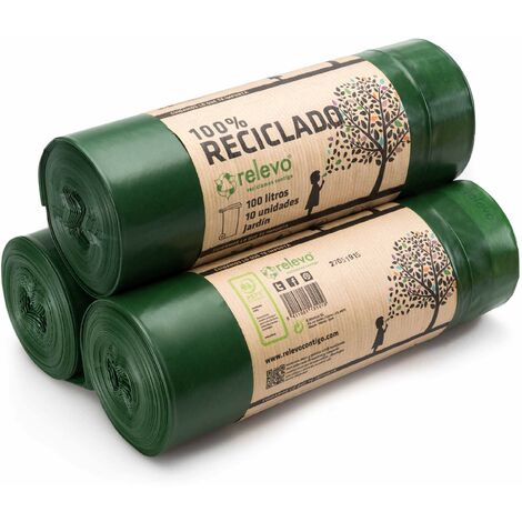 Relevo Sacchi Spazzatura 100% riciclati, 100 litri, 30 unità
