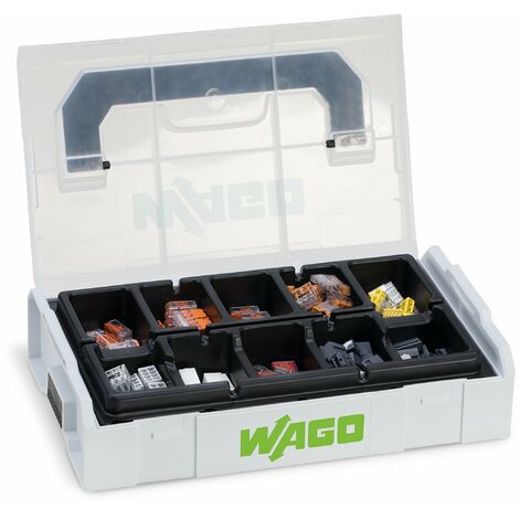 WAGO Set di morsetti di collegamento 887-950, 166 pezzi, con diversi morsetti di collegamento per tutti i tipi di conduttori, in pratica L-BOXX Mini