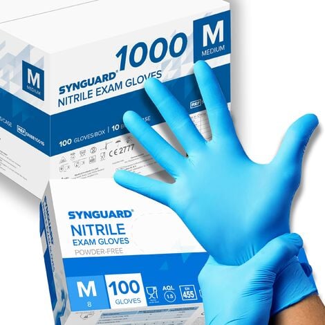 1000 guanti in Nitrile senza polvere, senza lattice, ipoallergenici,  certificati CE conforme alla norma EN455 guanti
