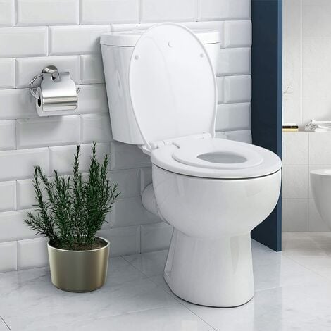 Copriwater Sedile WC Universale Coperchio con Chiusura Ammortizzata Soft  Close Toilet Seat Bagno in Plastica Antibatterico Bianco