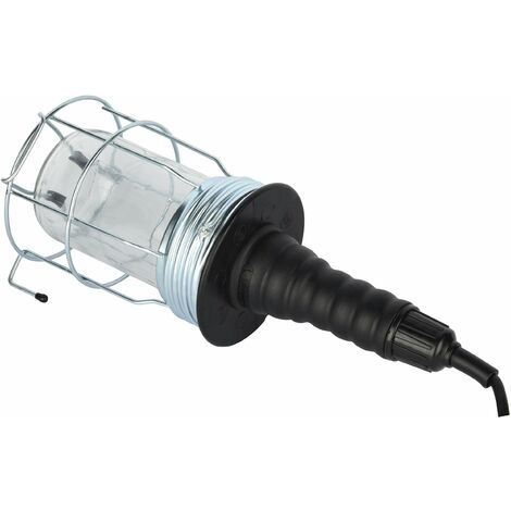Electraline 70303 Lampada Portatile da Lavoro con cavo 5 metri, 60W, Uso in Cantiere/Ispezione/Officina/Cantina/Lavoro/Garage, Griglia in Metallo