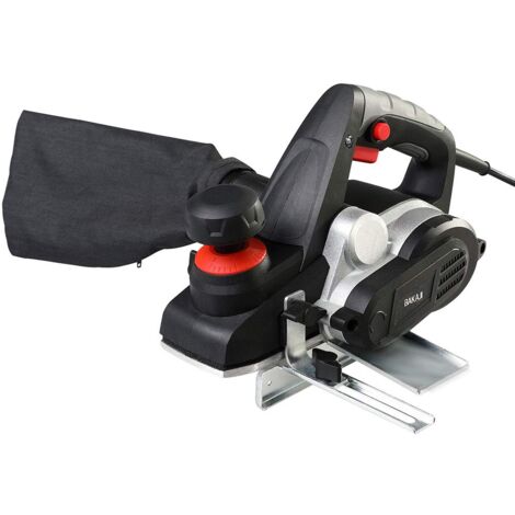 Bakaji Pialla Elettrica Piallatrice Potenza 750W Levigatrice Pialletto Legno Velocità 16500 rpm Larghezza Taglio 82mm Profondità Regolabile 0-3 mm con Aspiratore integrato Sacco + Guida Parallela