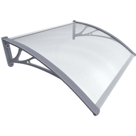 Pensilina Tettoia Per Porta/Balcone 200x80 Cm - Policarbonato Trasparente 6mm, Grigio, VOUNOT