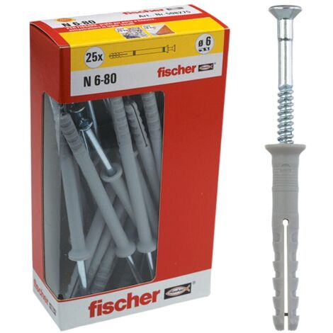 Tasselli + chiodi in scatola Fischer n 8 - 80 y a percussione Ø 8 mm 25 pz max 30 kg