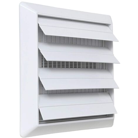 La Ventilazione S19100RB Griglia Sovrapporre in ABS, Bianco, con Alette a gravità e Rete antinsetti. Dimensioni 185x185 mm