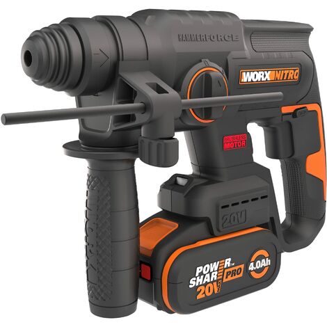 Worx – Martello perforatore a batteria 20V – Motore Brushless – Forza di percussione 2 Joule – Mandrino SDS-Plus per legno, calcestruzzo e acciaio (1/4)