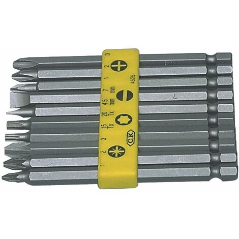 C.K T4525 Kit inserti 10 parti Taglio, Croce Phillips, Croce Pozidriv, Esalobo Interno (TX) (1/4)