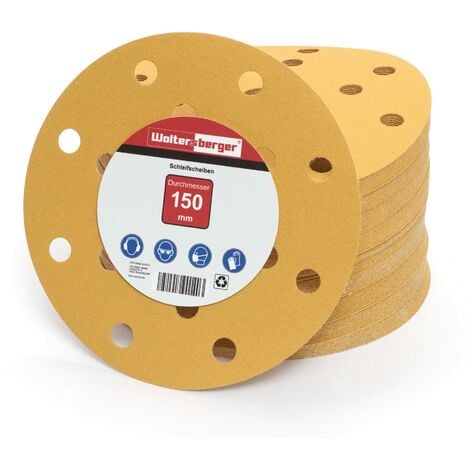 Woltersberger® 50 dischi abrasivi eccentrici Ø 150 mm Grana P40 15 fori in  oro per una levigatura ottimale, versatile