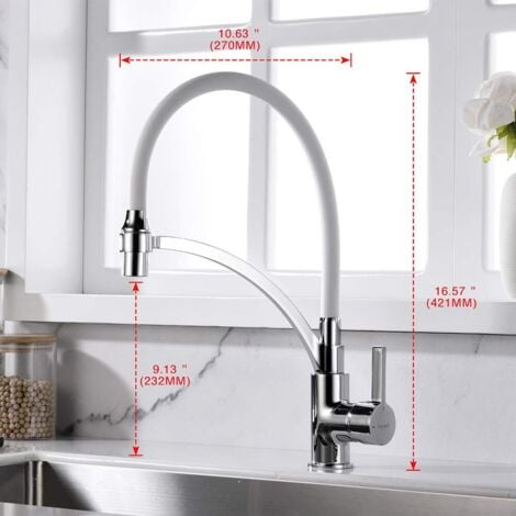 Rubinetto Cucina Bianco Con Doccetta Estraibile Ibergrif - Miscelatore Moderno