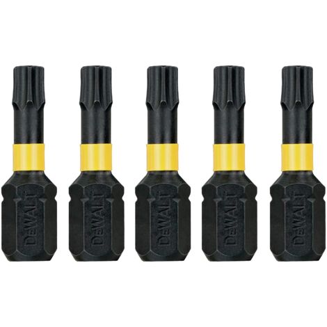 DEWALT DT7384T-QZ - 5 Inserti per Avvitatore a Impulsi Impact Torsion Extreme, Attacco 1/4", 25 mm T30