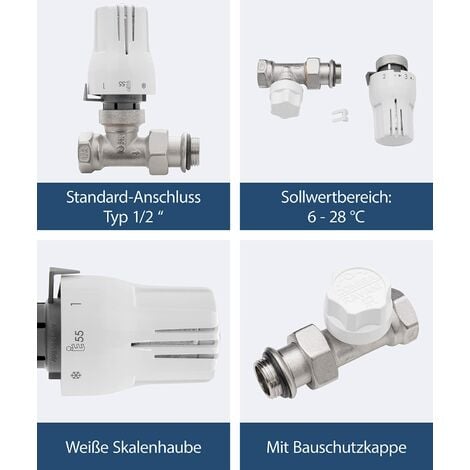 Set completo valvola termostatica a squadra per radiatore 15x21 NOYON &  THIEBAULT