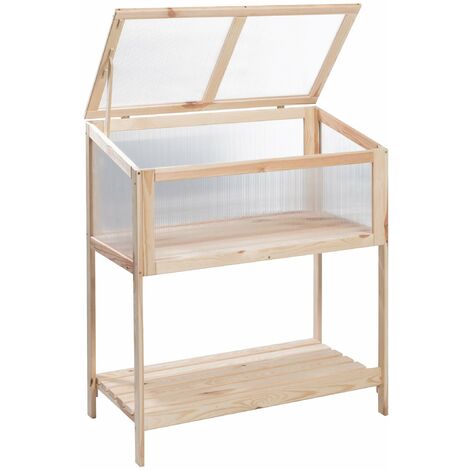 Outsunny Letto Per Orto Rialzato Con 2 Ruote In Legno, Fioriera - Foto 3