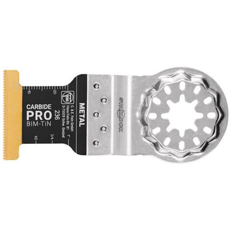 FEIN E-Cut Carbide Pro Lama da taglio in profondità, conf. 5 pz., Larghezza 32 mm, Lunghezza 40 mm, Attacco Starlock, Lama in metallo duro con rivestimento in TiN estremamente resistente all’usura