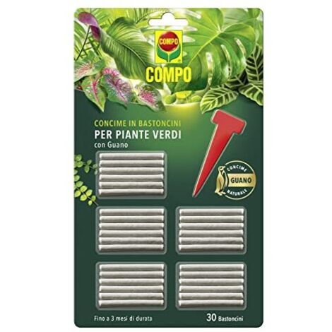 COMPO CONCIME IN BASTONCINI PER PIANTE VERDI CON GUANO 3 MESI DI DURATA PIANTE FIORI ORTAGGI (1/4)
