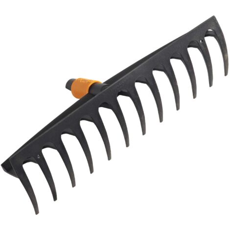 Fiskars QuikFit 135051 - Rastrello da Giardino 12 Denti in Plastica Nero e Arancione 152 mm