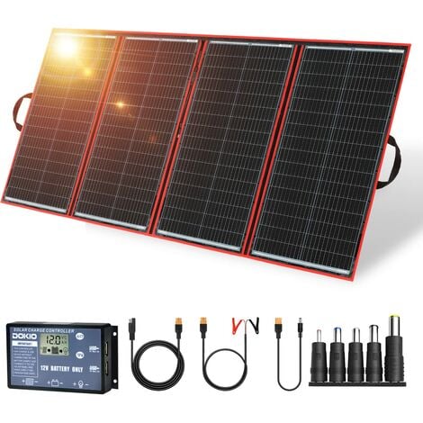 DOKIO 300W Pannello Solare Portatile Mobile e Pieghevole + 20A Regolatore  con Presa USB 5V 2A
