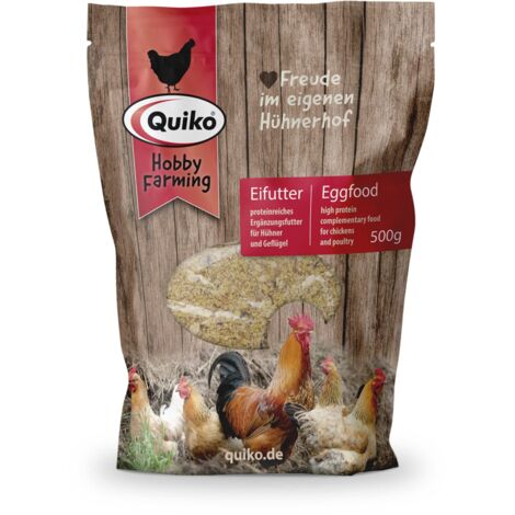 Quiko Hobby Farming Mangime per Uova Pollo 500g - Mangime concentrato e condizionato ricco di proteine per polli, quaglie e pollame come le galline ovaiole - Con vitamine e miele