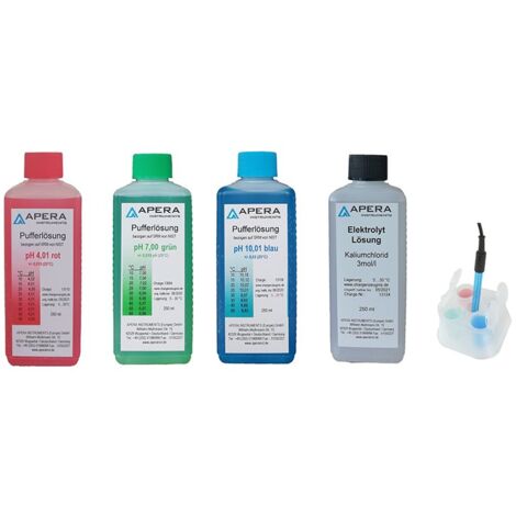 Apera Instruments - Soluzione di calibrazione pH 4.01/7.00/10.01 + Soluzione KCL + Apera Instruments CalBox