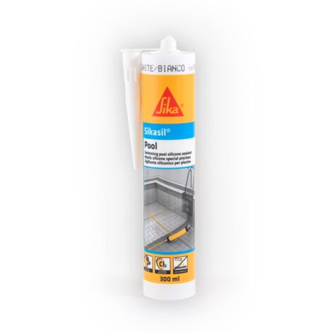 Sika - Sikasil Pool, Bianco - Sigillante siliconico per giunti di piscine - Monocomponente - Alta resistenza al cloro - Cartuccia da 300ml