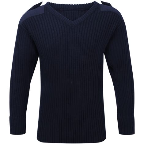 Fort 120V - Maglione da Combattimento con Scollo a V, Colore Blu Marino, Taglia S (1/5)