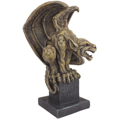 Statua Gargoyle Abbadon Design Toscano - Pietra E Resina, 18x16.5x30.5 Cm, Per Giardino O Casa